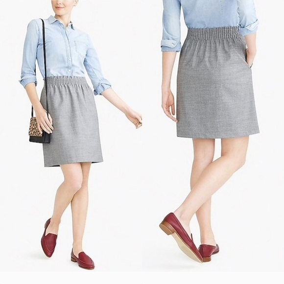 J. Crew Mercantile Sidewalk Ruched Waist Mini Skirt in Stone Gray Size 0 - Picture 1 of 12